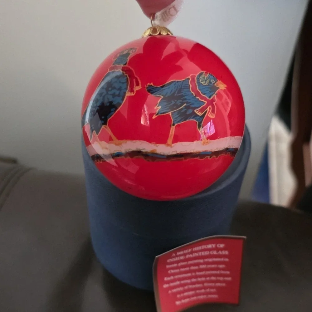 Dillard's Four Calling Birds Glass Bauble‎ 2010 Artist Christmas Ornament